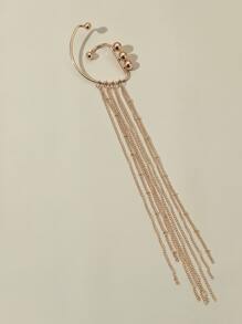 Cuff de oreja con diseño de fleco de cadena - Amarillo Oro - Ver 2