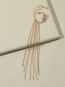 Cuff de oreja con diseño de fleco de cadena - Amarillo Oro - Ver 3