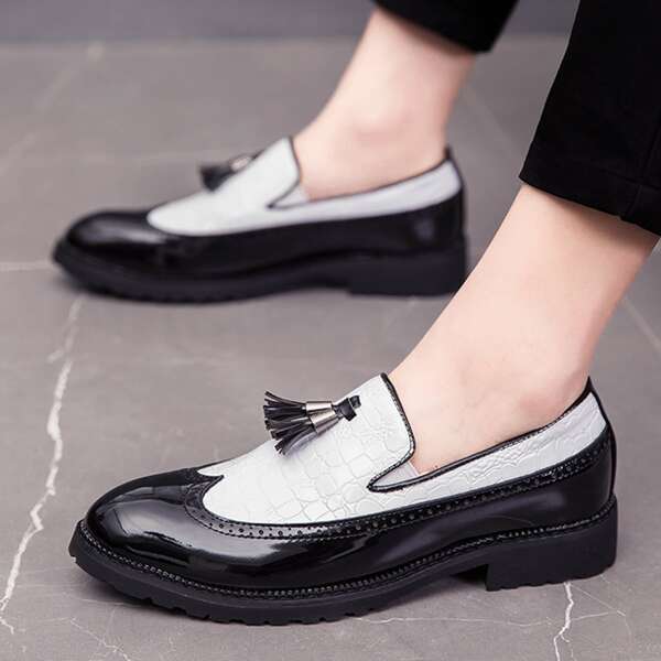 

Men Tassel Decor Dress Shoes, White