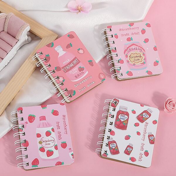 

1pc Strawberry Print Random Notebook, Multicolor