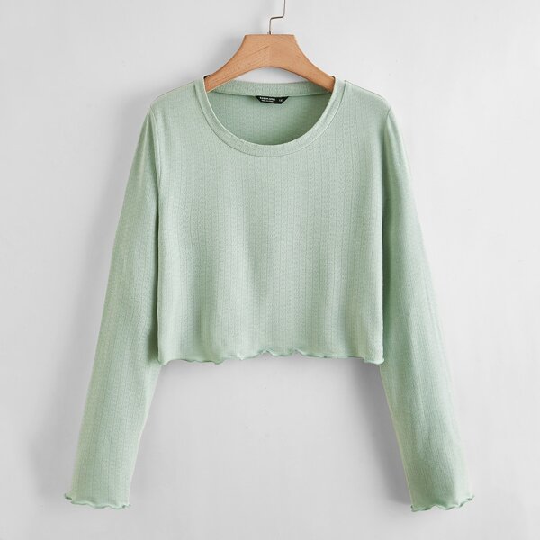 

Plus Lettuce Trim Solid Crop Tee, Mint green