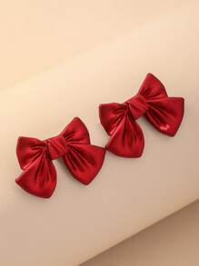 Andkiss 蝴蝶结耳钉 情人节 - 紅色 - 查看 1