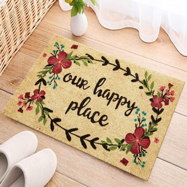 

Slogan Graphic Floor Mat, Multicolor