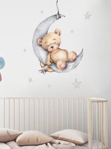 Miếng dán tường hình gấu hoạt hình cho trẻ em, miếng dán tường nghệ thuật dễ thương để trang trí nhà cửa, miếng dán, miếng dán tường, miếng dán vinyl để trang trí nhà cửa, vật dụng trang trí mùa xuân làm mới ngôi nhà của bạn, miếng dán trang trí Rama - Nhiều màu - Xem 1