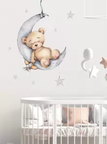 Miếng dán tường hình gấu hoạt hình cho trẻ em, miếng dán tường nghệ thuật dễ thương để trang trí nhà cửa, miếng dán, miếng dán tường, miếng dán vinyl để trang trí nhà cửa, vật dụng trang trí mùa xuân làm mới ngôi nhà của bạn, miếng dán trang trí Rama - Nhiều màu - Xem 4