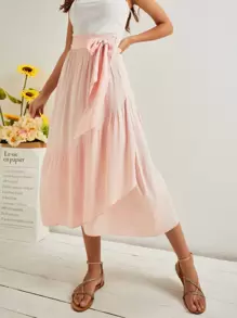 Faldas Cremallera Liso Bohemio - Rosa Pálido - Ver 1