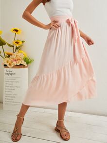 Faldas Cremallera Liso Bohemio - Rosa Pálido - Ver 3