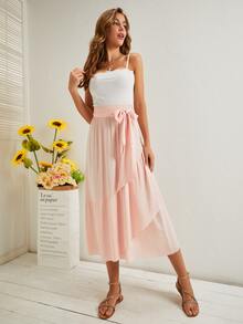 Faldas Cremallera Liso Bohemio - Rosa Pálido - Ver 4