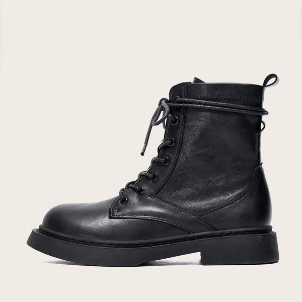 

Lace-up Front Combat Boots, Black