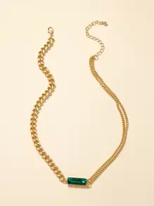 Gemstone Decor Necklace - Yellow Gold - View 1