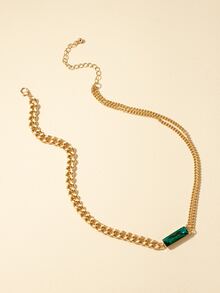 Gemstone Decor Necklace - Yellow Gold - View 2