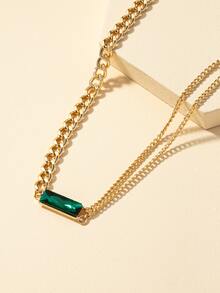 Gemstone Decor Necklace - Yellow Gold - View 3