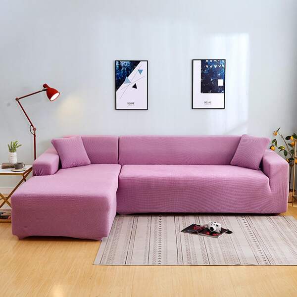 

Solid Color Sofa Cover With 1pc Cushion Cover Without Filler, Lilac purple