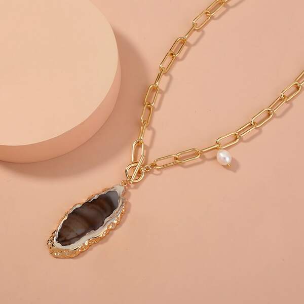 

Pearl Charm Necklace, Gold