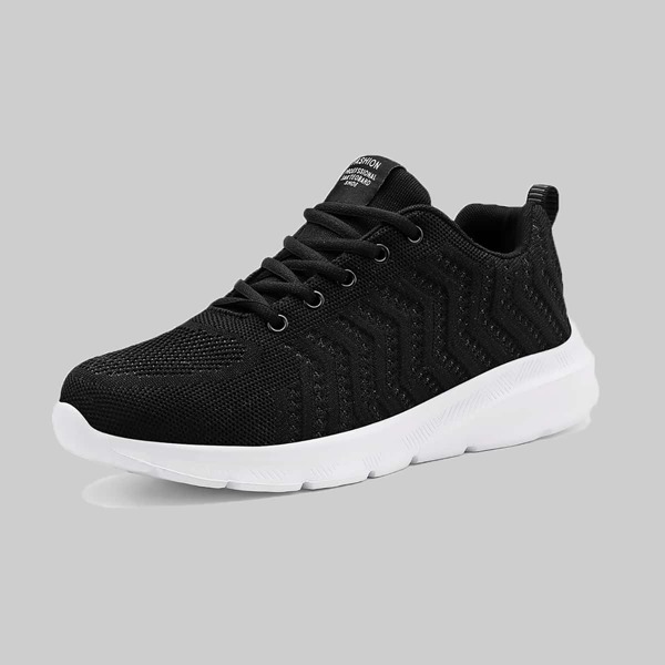 

Men Lace-up Front Low Top Knit Sneakers, Black