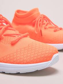 Zapatillas deportivas tejidas con cordón naranja neón - Naranja - Ver 3