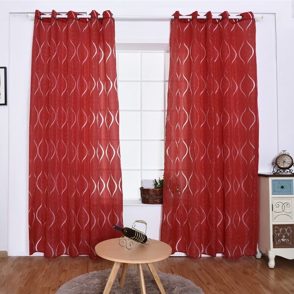 

Wave Pattern Single Panel Curtain, Red