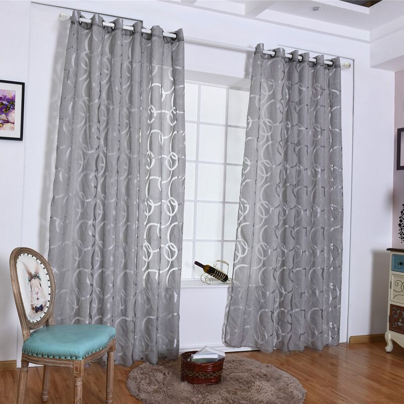 

Circle Print Single Panel Curtain, Grey