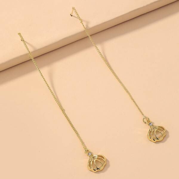 

Hollow Out Rhinestone Drop Earrings, Gold