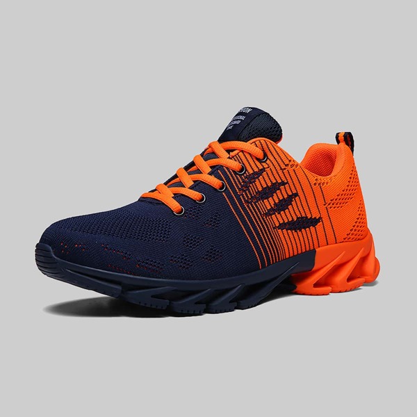 

Men Two Tone Lace-up Front Knit Sneakers, Blue