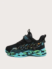 男孩迷彩圖案針織厚底運動鞋