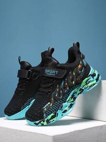 男孩迷彩圖案針織厚底運動鞋