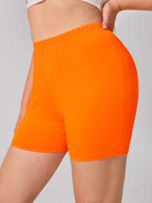 Plus Neon Orange Cycling Shorts - Orange - View 1