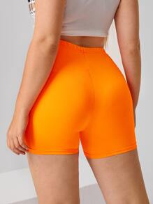 Plus Neon Orange Cycling Shorts - Orange - View 2