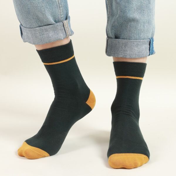 

Men Color Block Socks, Dark green