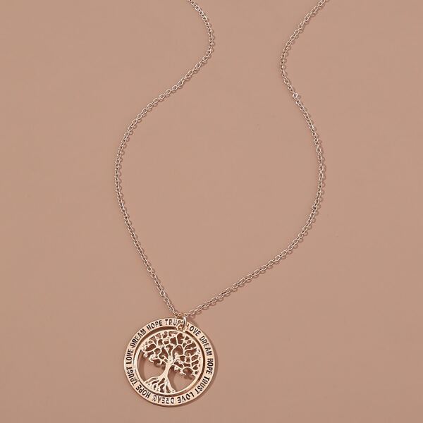

Letter Engraved Round Charm Necklace, Rose gold