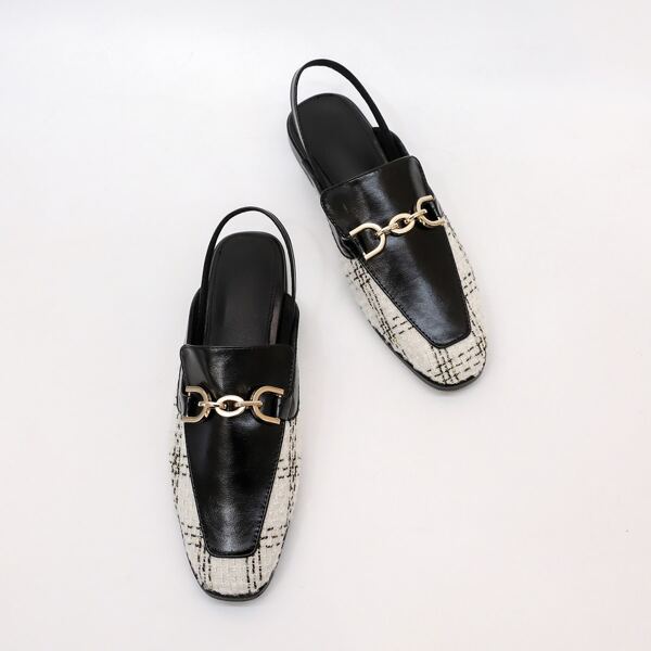 

Metal Decor Slingback Flats, Black