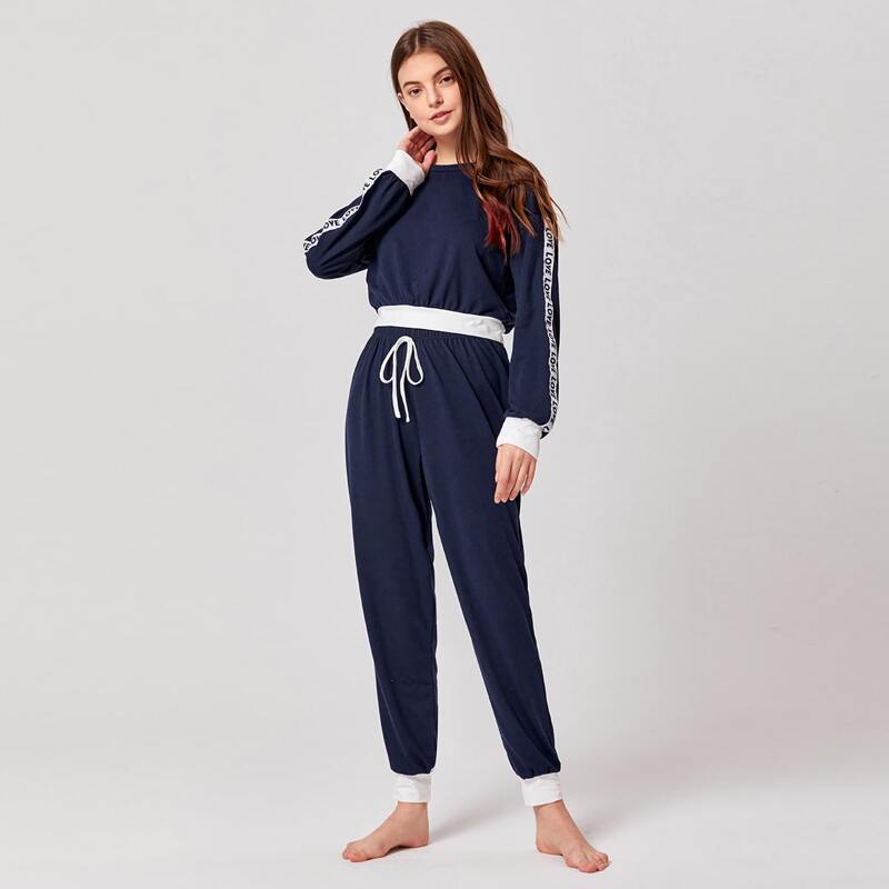 

Letter Tape Lounge Set, Navy blue