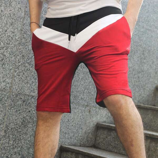

Men Color Block Drawstring Shorts, Multicolor