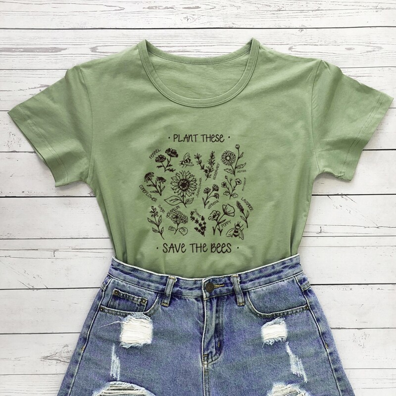 

Sunflower & Letter Graphic Tee, Army green