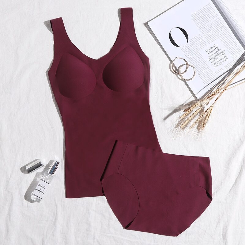 

Plain Seamless Lingerie Set, Maroon