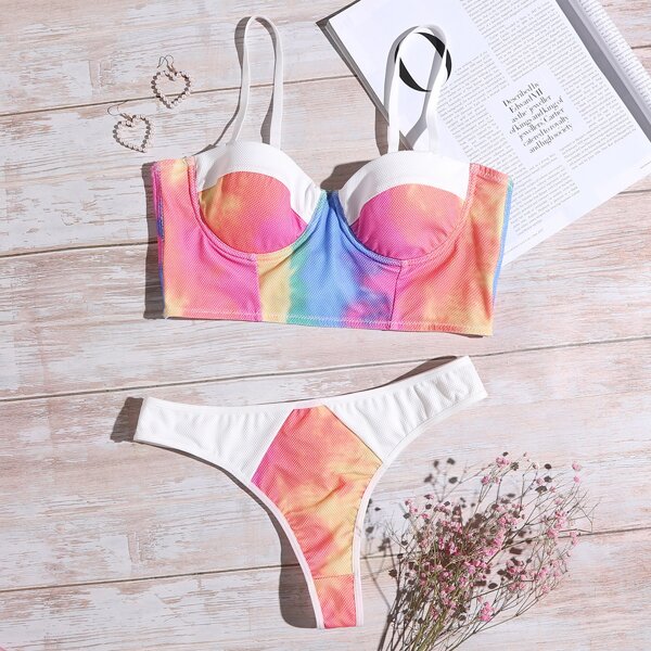 

Water Color Push Up Lingerie Set, Multicolor