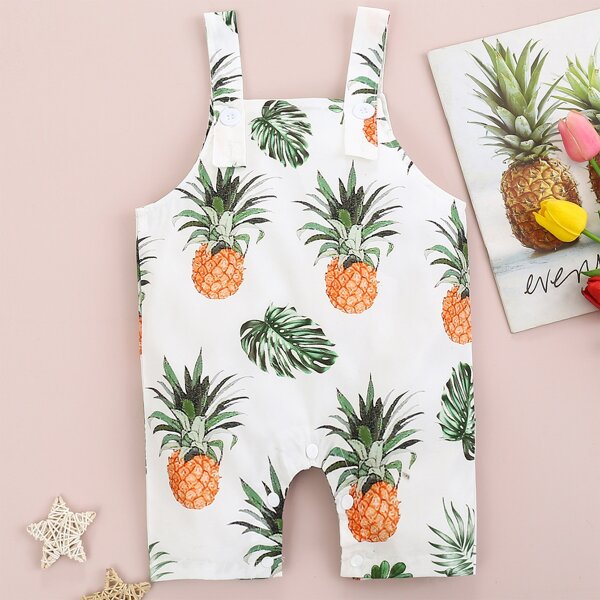 

Baby Unisex Fruit & Leaf Print Overall Jumpsuit, Multicolor
