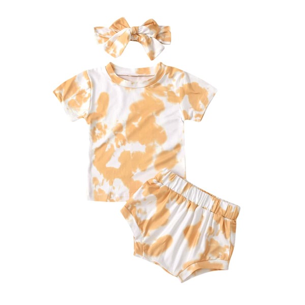 

Baby Girl Tie Dye Tee & Hip-package Shorts With Headband, Multicolor