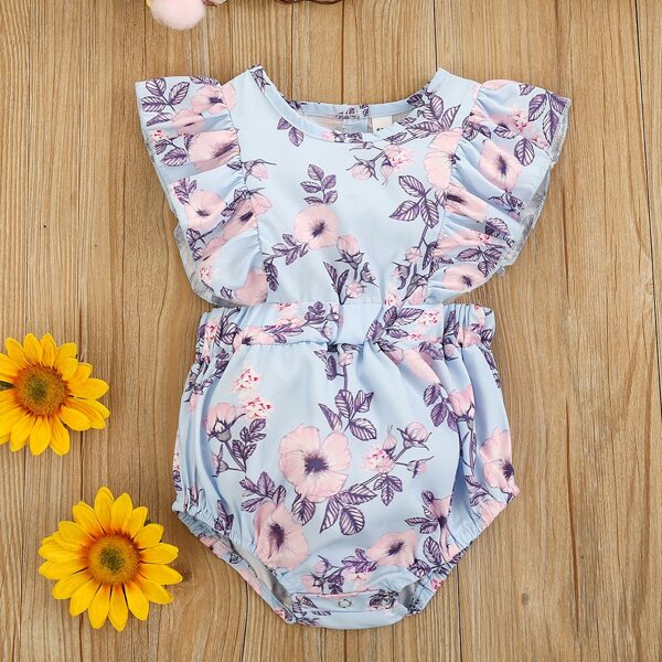 

Baby Girl Floral Ruffle Trim Bodysuit, Multicolor