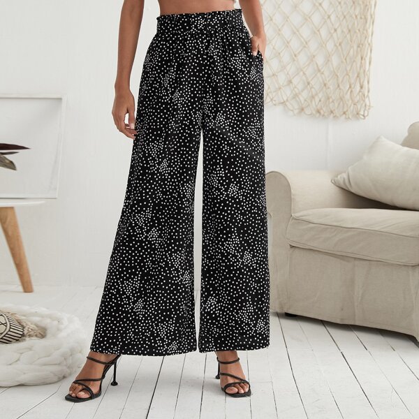 

Dalmatian Wide Leg Pants, Black and white