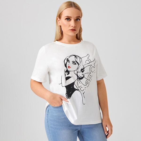 

Plus Figure Graphic Tee, Black