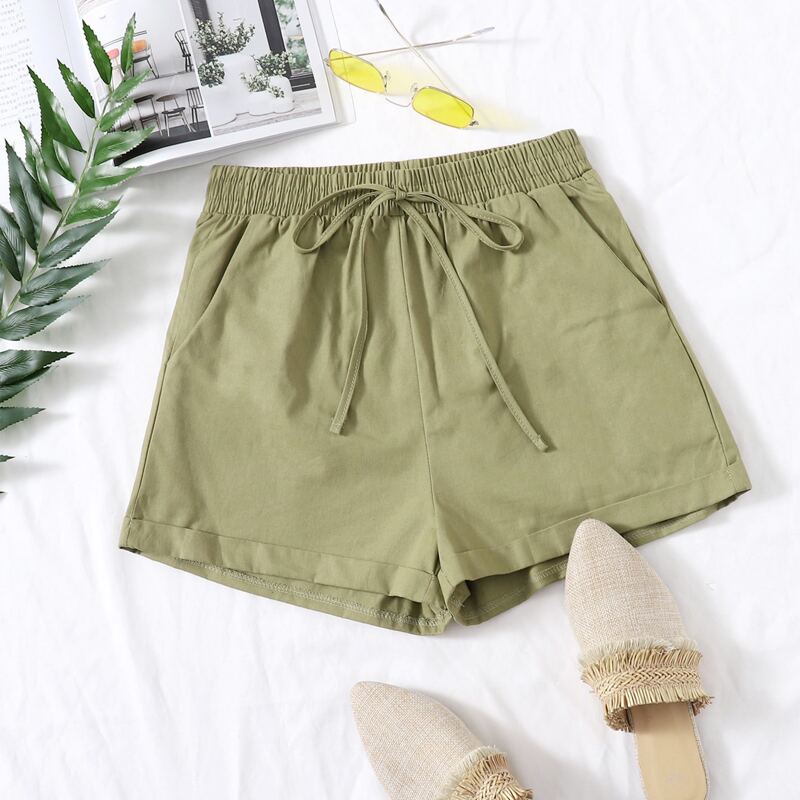 

Tie Front Slant Pocket Shorts, Lilac purple