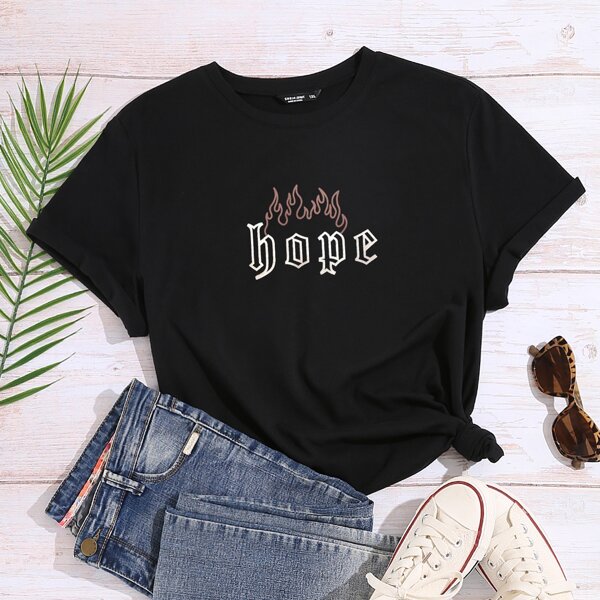 

Plus Letter Graphic Short Sleeve Tee, Black