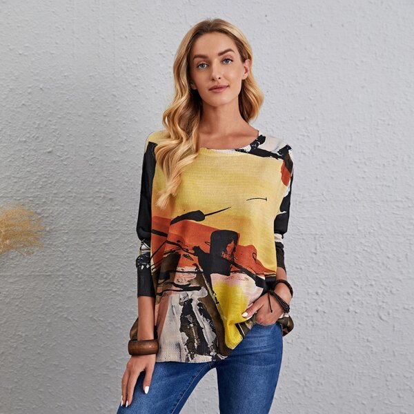 

Graphic Oversized Sweater, Multicolor