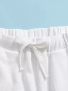 SHEIN 男孩中文和龍圖案T恤和慢跑褲套裝 - 白色 - 查看 3