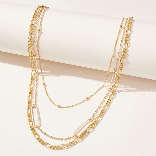 

Geo Decor Layered Necklace, Gold