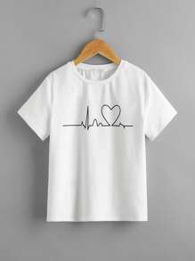 SHEIN Camiseta con estampado de dibujo - Blanco - Ver 1