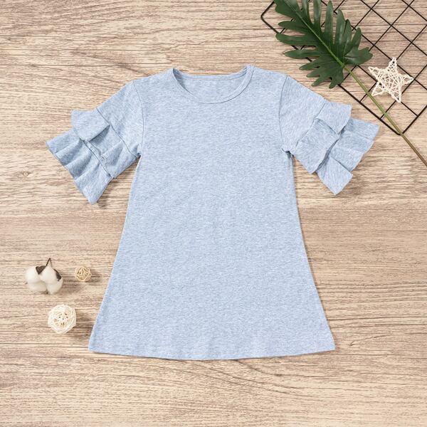 

Toddler Girls Layered Bell Sleeve Dress, Light grey