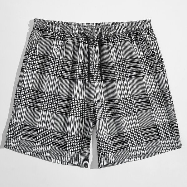 

Guys Plaid Drawstring Shorts 7'', Grey