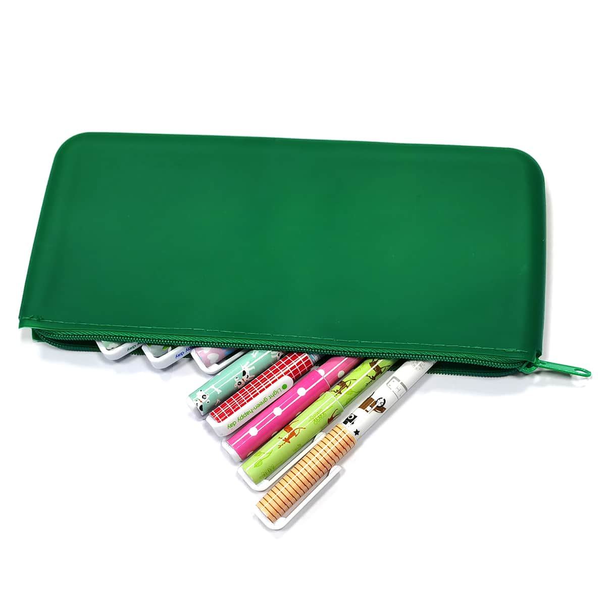 

1pc Plain Silicone Pencil Bag, Green